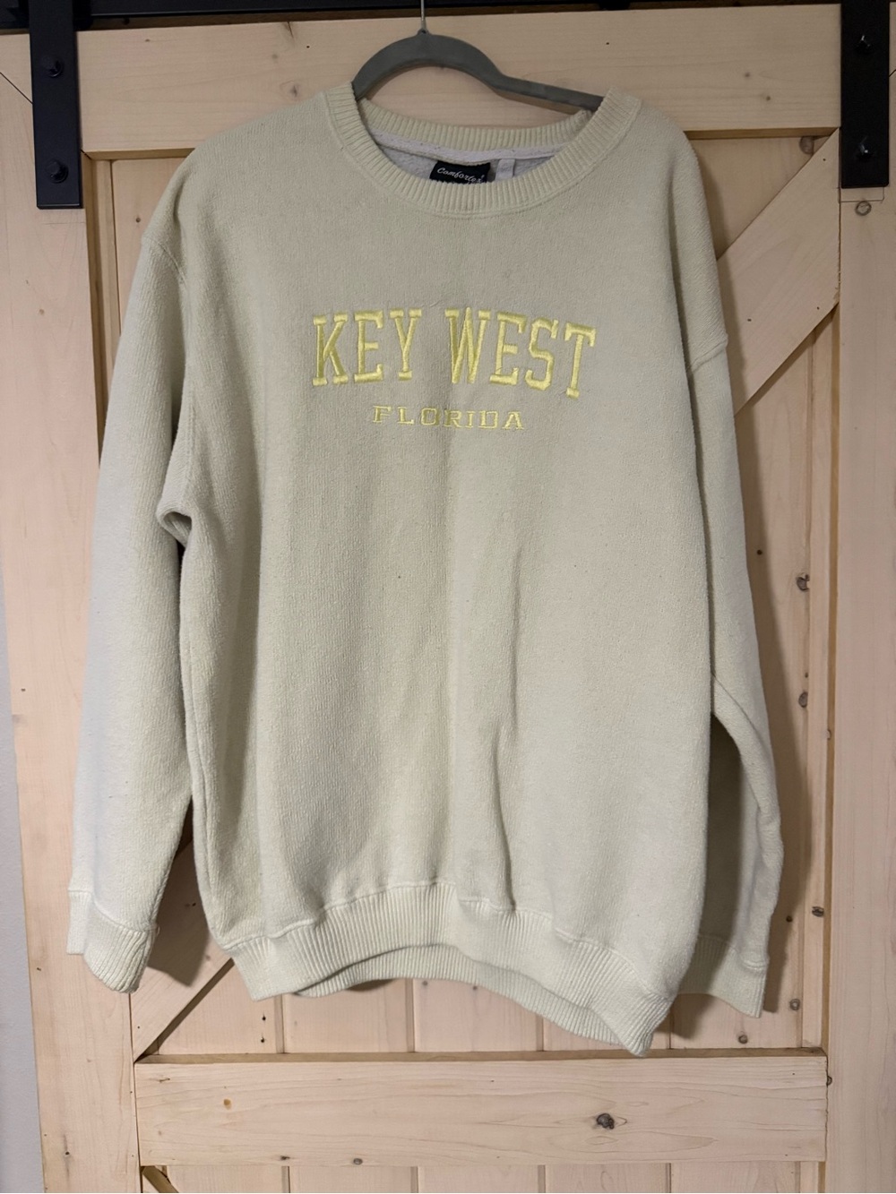 Key West Florida Embroidered Crewneck Sweatshirt - Pale Yellow Size 2XL